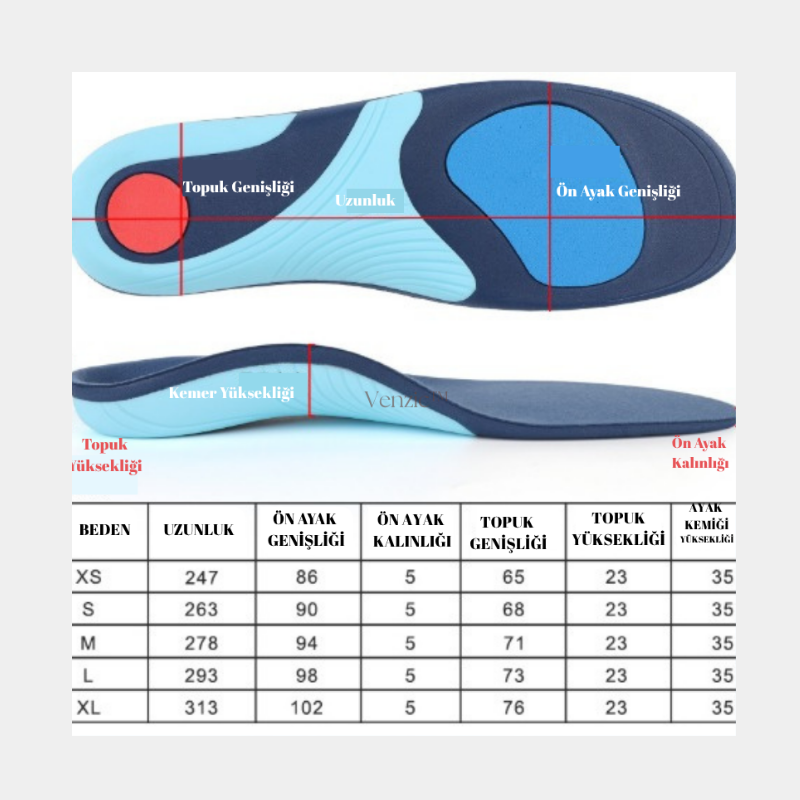YETİŞKİN PRONASYON DESTEKLİYİCİ TABANLIK Venzic tm