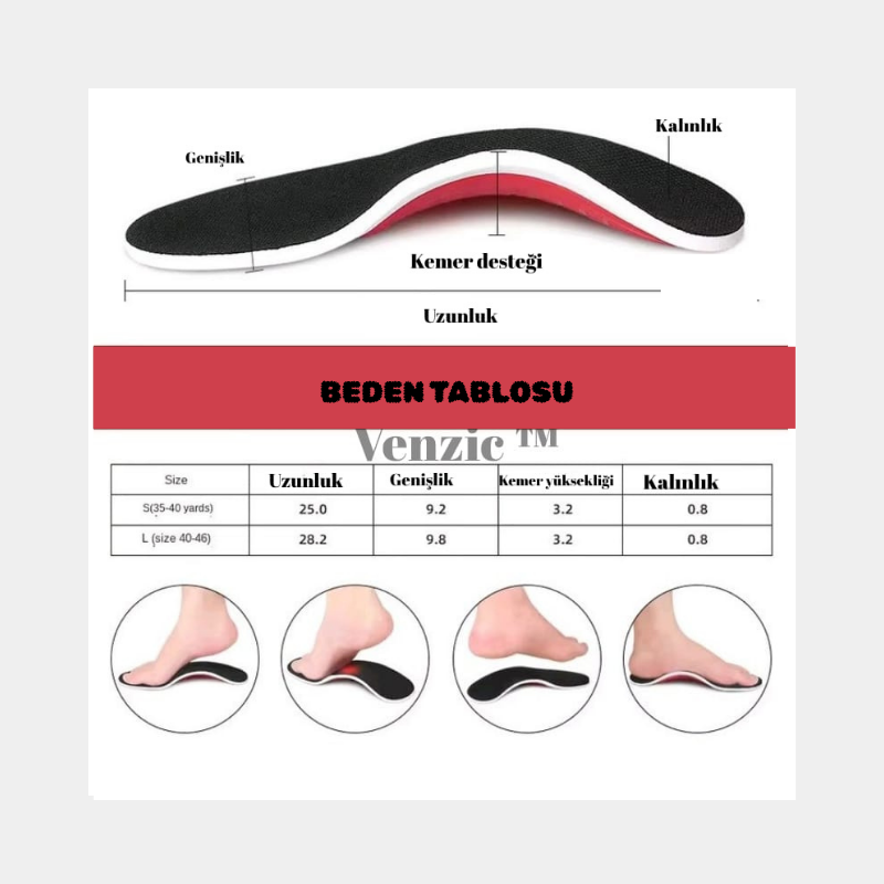 👣 DÜZ TABANLIK DESTEKLİ ORTOPEDİK KONFOR – VENZIC™ Venzic tm