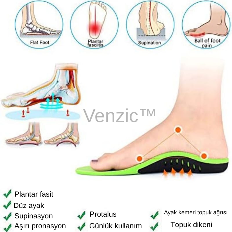 👣YÜKSEK KEMER VE ARK DESTEKLİ TABANLIK VENZIC™