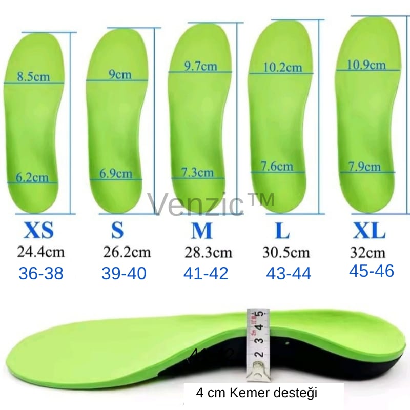 👣YÜKSEK KEMER VE ARK DESTEKLİ TABANLIK VENZIC™