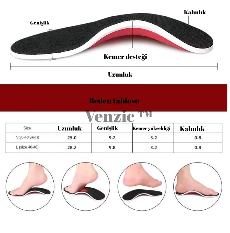 👣 DÜZ TABANLIK DESTEKLİ ORTOPEDİK KONFOR – VENZIC™ Venzic tm